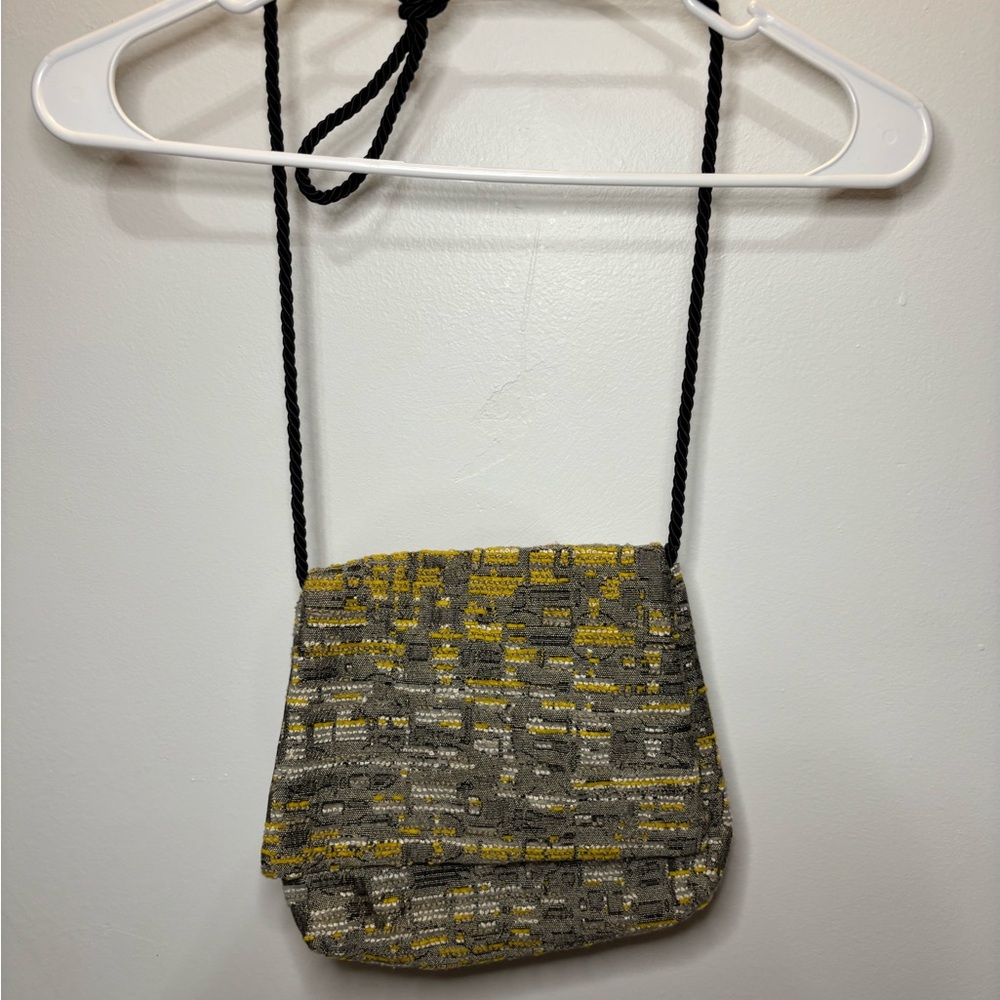 Yellow and Gray Patterned Crossbody Bag